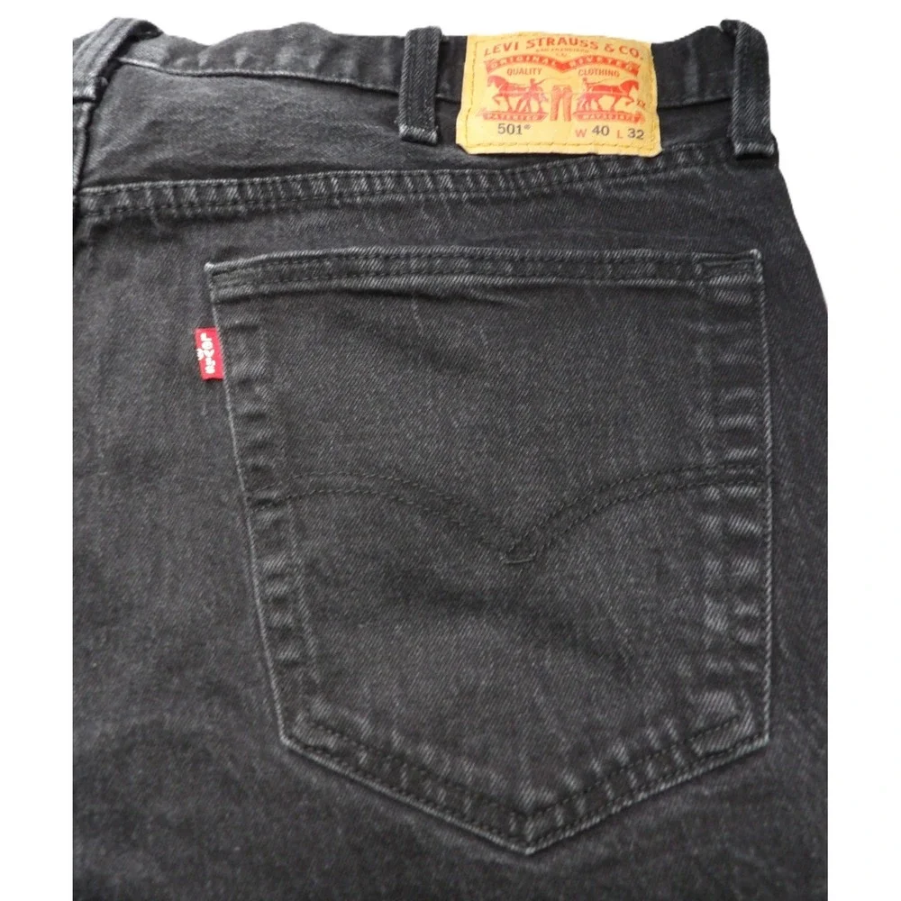Levi's 501 Original Fit Straight Leg Button Fly Stretch Men W40xL32 Black Jeans